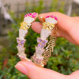 Sparkling Multicolor CZ Geometric Circle Hoop Earrings ER629
