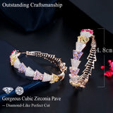 Sparkling Multicolor CZ Geometric Circle Hoop Earrings ER629