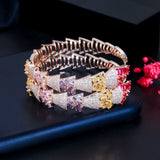 Sparkling Multicolor CZ Geometric Circle Hoop Earrings ER629