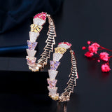 Sparkling Multicolor CZ Geometric Circle Hoop Earrings ER629