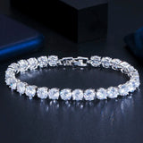 Purple CZ Geometric Round Tennis Bracelet for Women