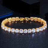 Purple CZ Geometric Round Tennis Bracelet for Women