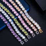 Purple CZ Geometric Round Tennis Bracelet for Women