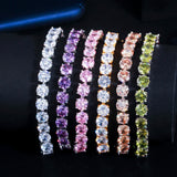 Purple CZ Geometric Round Tennis Bracelet for Women