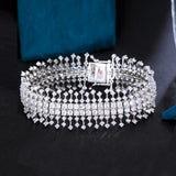 Sparkly Cubic Zirconia Wide Bridal CZ Bracelet for Women
