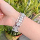 Sparkly Cubic Zirconia Wide Bridal CZ Bracelet for Women