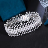 Sparkly Cubic Zirconia Wide Bridal CZ Bracelet for Women