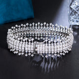 Sparkly Cubic Zirconia Wide Bridal CZ Bracelet for Women
