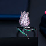 ThreeGraces Royal CZ Rose Flower Rings for Ladies RG149