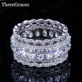 ThreeGraces Oval CZ Engagement Wedding Band Ring for Brides