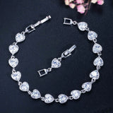 Colorful CZ Heart Bracelet for Women Summer Party Jewelry