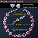 Colorful CZ Heart Bracelet for Women Summer Party Jewelry