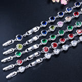 Colorful CZ Heart Bracelet for Women Summer Party Jewelry