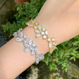 CZ Leaf Wedding Engagement Bracelet for Ladies Party Jewelry