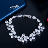 CZ Leaf Wedding Engagement Bracelet for Ladies Party Jewelry