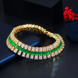 Green CZ Link Chain Bracelet for Women BR286