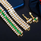 Green CZ Link Chain Bracelet for Women BR286