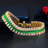 Green CZ Link Chain Bracelet for Women BR286