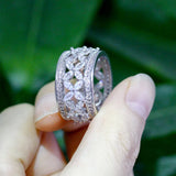 ThreeGraces Micro Pave Marquise CZ Flower Ring for Women