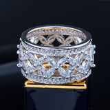 ThreeGraces Micro Pave Marquise CZ Flower Ring for Women