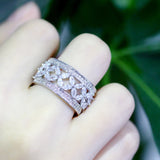 ThreeGraces Micro Pave Marquise CZ Flower Ring for Women