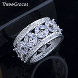ThreeGraces Micro Pave Marquise CZ Flower Ring for Women
