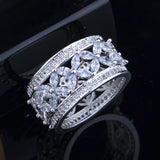 ThreeGraces Micro Pave Marquise CZ Flower Ring for Women