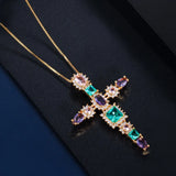 Cross Flower CZ Stones Necklace Pendant for Girlfriend Gift PN001