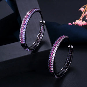 Multicolor CZ Circle Round Hoop Earrings for Women ER957