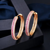 Multicolor CZ Circle Round Hoop Earrings for Women ER957