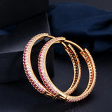 Multicolor CZ Circle Round Hoop Earrings for Women ER957