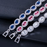 Geometric Oval CZ Link Chain Bracelet for Ladies BR266
