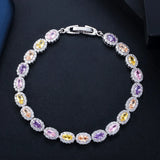 Geometric Oval CZ Link Chain Bracelet for Ladies BR266