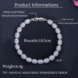 Geometric Oval CZ Link Chain Bracelet for Ladies BR266
