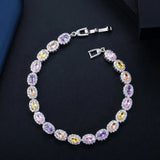 Geometric Oval CZ Link Chain Bracelet for Ladies BR266
