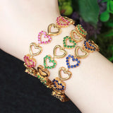 ThreeGraces Red CZ Crystal Heart Bracelet Bangle for Ladies Party Jewelry