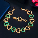 ThreeGraces Red CZ Crystal Heart Bracelet Bangle for Ladies Party Jewelry