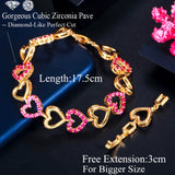 ThreeGraces Red CZ Crystal Heart Bracelet Bangle for Ladies Party Jewelry