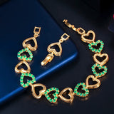 ThreeGraces Red CZ Crystal Heart Bracelet Bangle for Ladies Party Jewelry