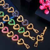 ThreeGraces Red CZ Crystal Heart Bracelet Bangle for Ladies Party Jewelry