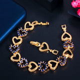 ThreeGraces Red CZ Crystal Heart Bracelet Bangle for Ladies Party Jewelry