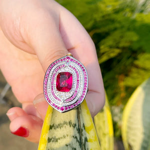 Vintage Red Cubic Zirconia Big Bridal Wedding Party Ring for Women