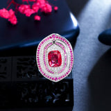 Vintage Red Cubic Zirconia Big Bridal Wedding Party Ring for Women