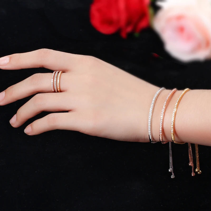 Adjustable Charm Silver Bracelet Cubic Zirconia Women Accessories Jewelry