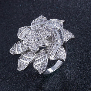 Big Flower Shape Micro Pave Zirconia Ring for Women RG081