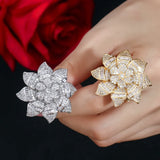 Big Flower Shape Micro Pave Zirconia Ring for Women RG081