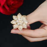Big Flower Shape Micro Pave Zirconia Ring for Women RG081
