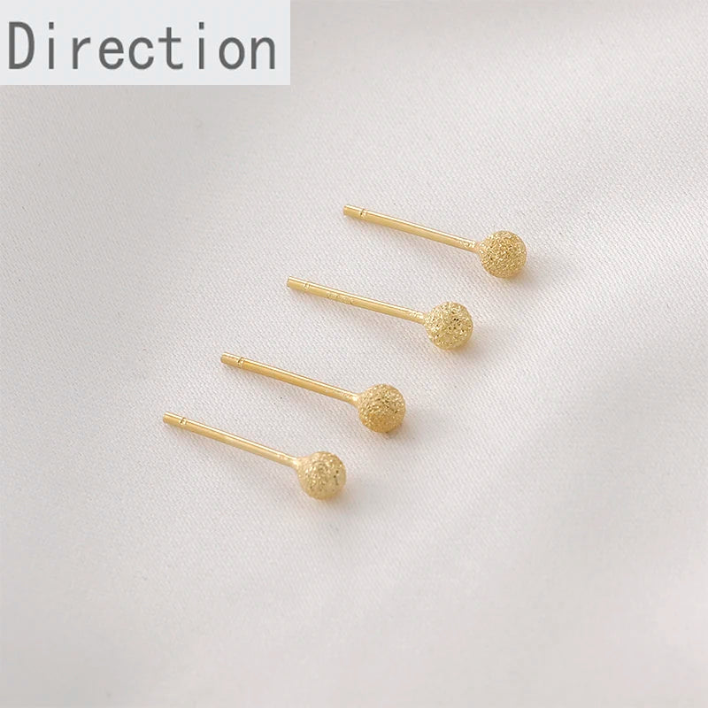 S925 Silver Plated 14k Frosted Sand Ballads DIY Earpiece Bean Ear Needles