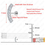 Titanium Spiral 16G CZ Tragus Cartilage Piercing Jewelry