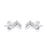 Tiara Wishbone Stud Earrings 925 Sterling Silver Jewelry